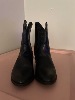 Kids Black Zip-Back Ankle Boots